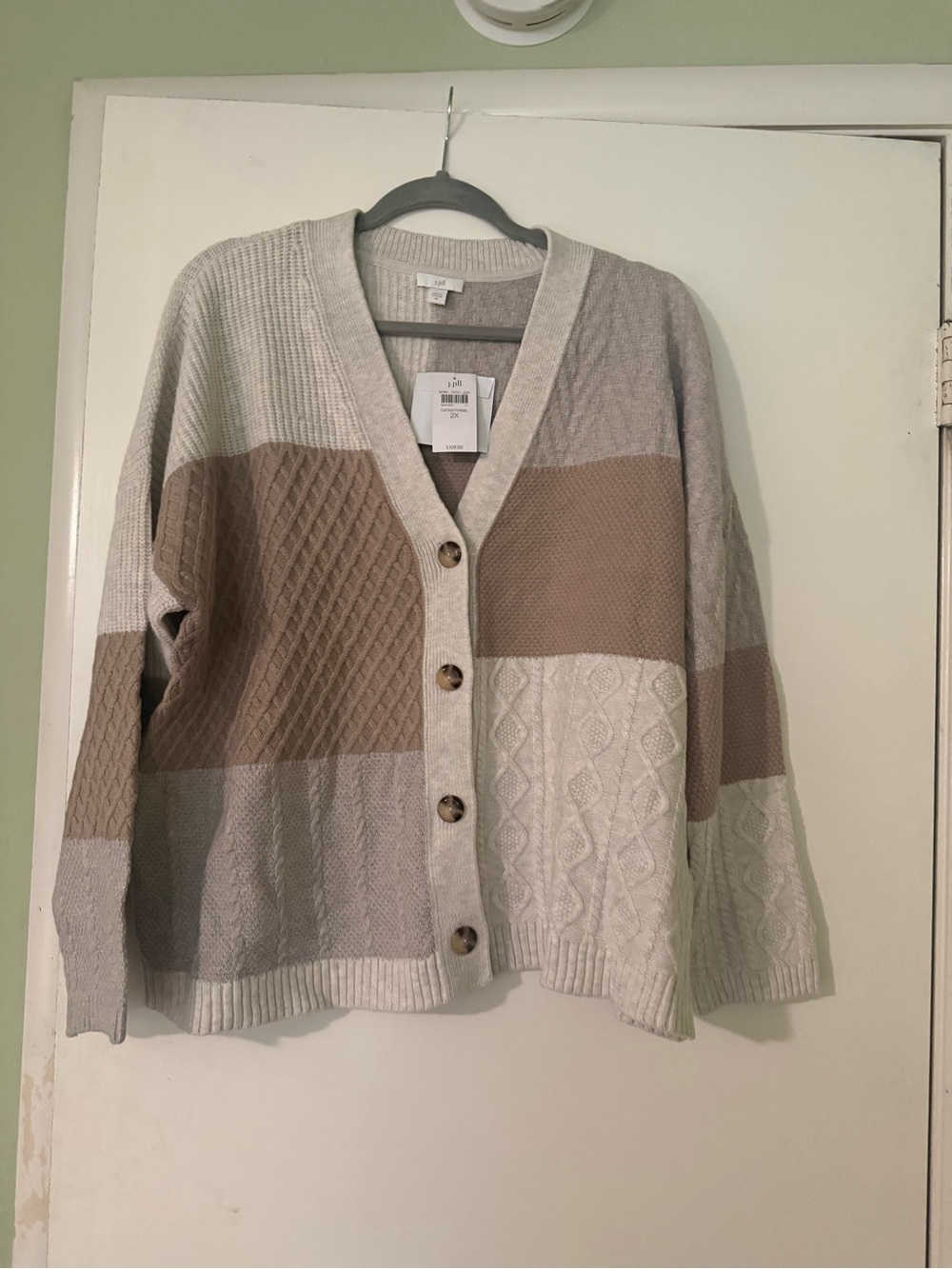 J Jill Chunky Knit Color block Cardigan